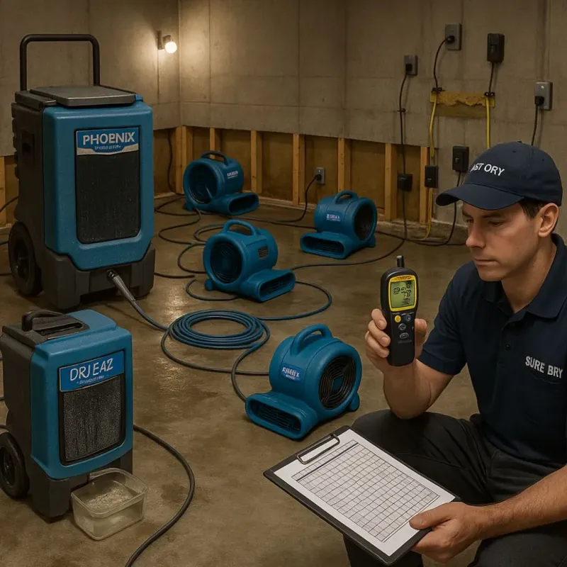Structural Drying and Dehumidification process in Nash, TX